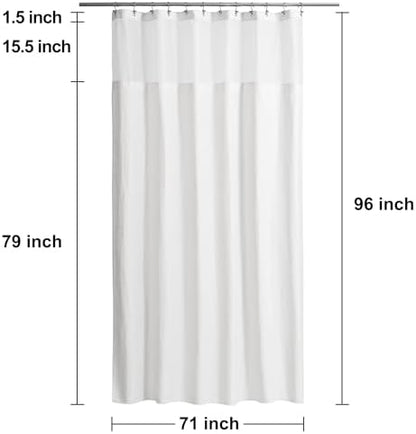 N&Y HOME Extra Long Waffle Shower Curtain with Snap-in Liner White, 71x96