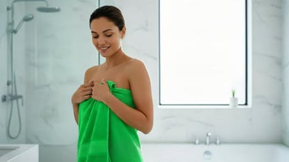 6 Piece 100% Cotton Bath Towel Set - 2 Bath - 2 Hand - 2 Face, Green