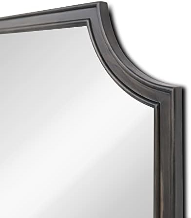 WallBeyond 24" x 36" Full Scalloped Corners Arch Rectangle Wall Mirror with Wood Frame for Entryway, Living Room or Bedroom Home Decor - Light Woodgrain [24" x 36" Black]