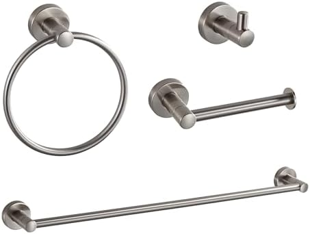 BGL Bathroom Accessories Set 4-Pieces Shiny Brushed Nickel Zinc Alloy Wall Mounted Towel Racks for Bathroom