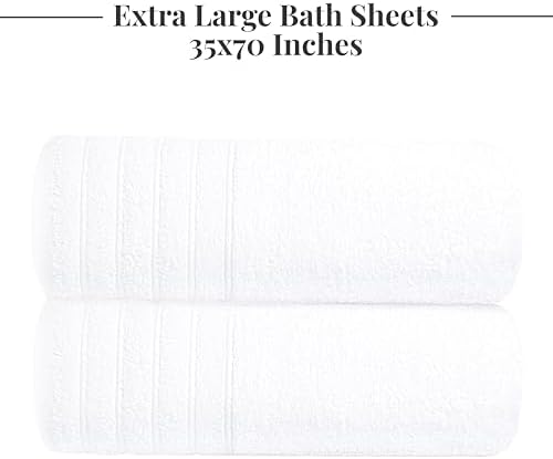 Tens Towels 2 Piece Extra Large Bath Sheets 35 x 70 Inches, White