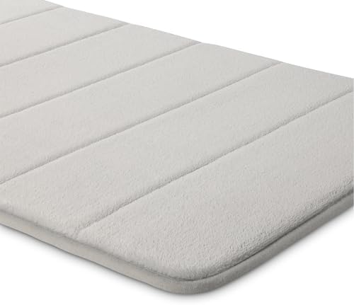 Amazon Basics Absorbent & Fast Dry Plush Memory Foam Bath Mat, Non-Slip Backing, 17 x 24 in, Light Gray