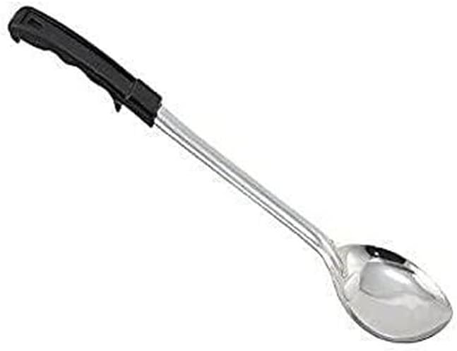 Winco Prime Stainless Steel Basting Spoon with Stop Hook Handle, NSF, Solid, 15"