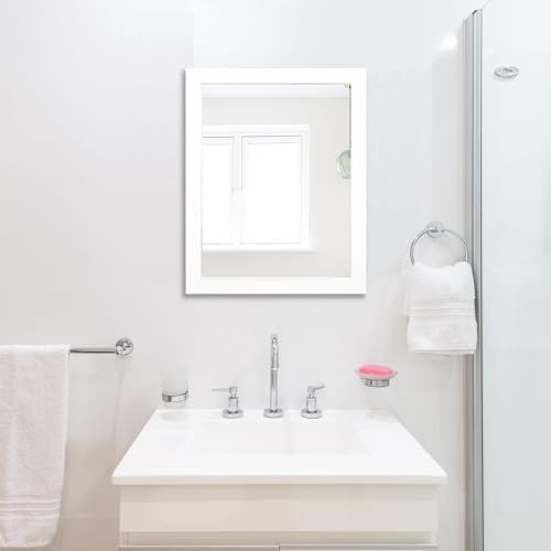 Rectangular Wall Mirror 20x16 Inch Bathroom Mirror for Over Sink, White