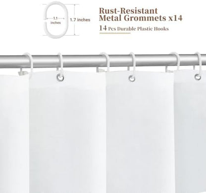 BTTN 84x72 Boho Scalloped Linen Textured Cloth Shower Curtain Set, White