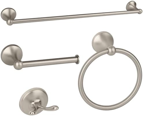 4-Piece Brushed Nickel Bathroom Hardware Accessories Set, 24 Inch Towel Bar, Towel Rack, Bathroom Towel Holder