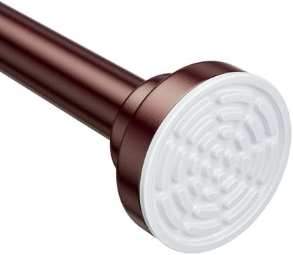 Ausemku Shower Curtain Rod - 32-43 Inch Rustproof Tension Rod, Non-Slip Spring Design, No Drilling Adjustable Curtain Rod for Bathroom, Kitchen, and Closet（Brown）