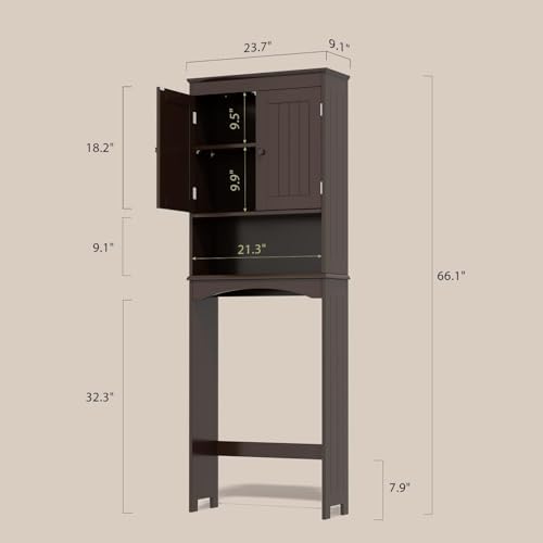 Gizoon Over the Toilet Storage Cabinet with Adjustable Shelf, Espresso