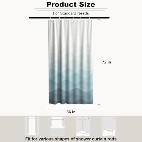 Modern Ocean Abstract Shower Curtain Striped Aesthetic Funky Minimalist