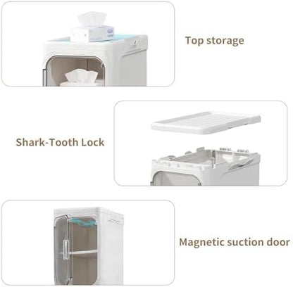2-Tier Narrow Storage Cabinet Slim Bathroom Skinny Organizer with Wheels