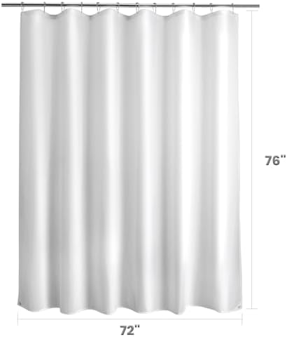 Titanker Waterproof Fabric Shower Curtain Liner Washable, 72x76 Inches, Cloth Shower Liner with Magnets, White Shower Liner Soft Fabric, Lightweight Shower Curtain Liner