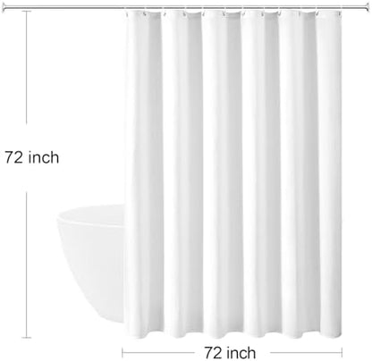 Gibelle 230GSM Heavy Duty Fabric White Shower Curtain, 72 X 72