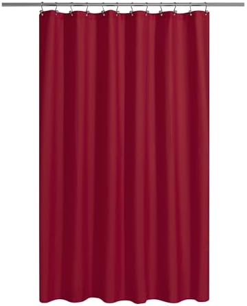 N&Y HOME Fabric Shower Curtain or Liner with Magnets, Red