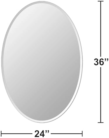 Bathroom Mirror for Over Sink 24" x 36" Oval Frameless Wall Mirror