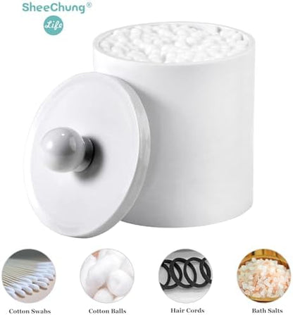 SheeChung 6 Pack Qtip Holder, White Acrylic Qtip Jars for Bathroom
