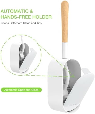 Wooden Toilet Brush, OSCIOSS Toilet Brush and Holder Set with Ergonomic Design, Compact Size, Durable Bristles, Bamboo RV Toilet Cleaner & Holder for Bathroom (Natural, 1pack)