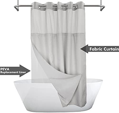 River Dream Extra Long No Hook Shower Curtain with Snap-in Liner, Gray