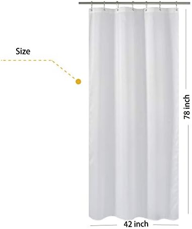 N&Y HOME Fabric Shower Curtain Liner Long Stall Size 42 x 78 inches, White