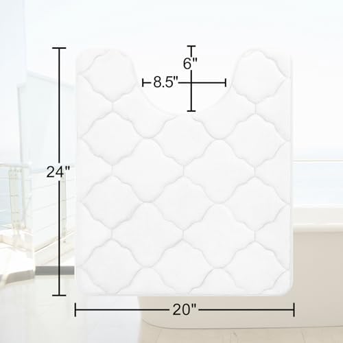 OLANLY Memory Foam Toilet Rugs U-Shaped 24x20, Soft Bath Mat, White