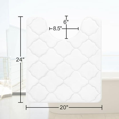 OLANLY Memory Foam Toilet Rugs U-Shaped 24x20, Soft Bath Mat, White