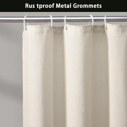 Farmhouse Shower Curtain Linen Button Cream-Black 72" W x 72" L