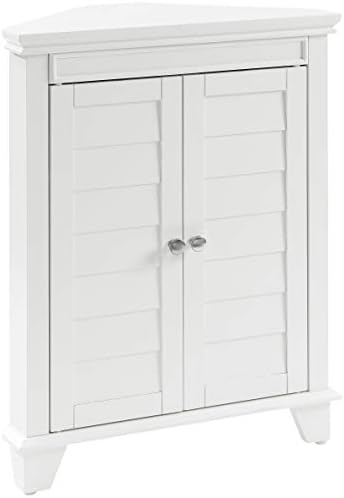 Crosley Furniture Lydia Corner Storage Cabinet and Bathroom Organizer with Shelves, White