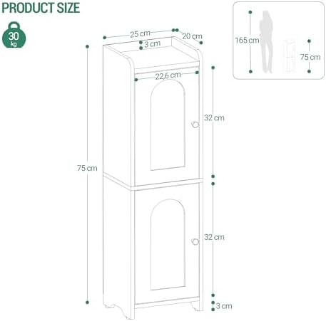 Hzuaneri Bathroom Storage Cabinet, Small Corner Floor Cabinet with 2 Doors