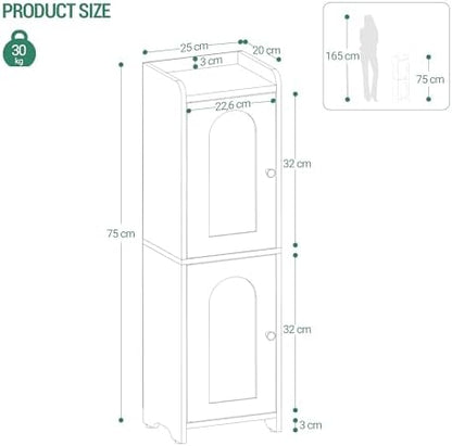 Hzuaneri Bathroom Storage Cabinet, Small Corner Floor Cabinet with 2 Doors