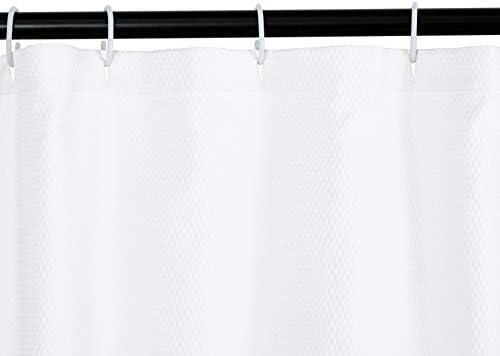 Amazon Basics Lightweight Super Soft Easy Care Microfiber Waffle Texture Shower Curtain , 72" x 72", White