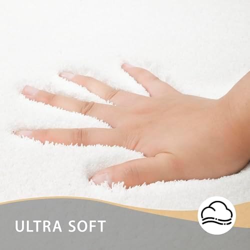 MINIDEAR Bathroom Rugs 70x24 Pure White - Thick Memory Foam Bath Mat, Ultra Soft & Plush Fluffy, Non-Slip, Quick Dry, Absorbent Washable Floor Mat for Tub, Toilet, Home Decor Accessories