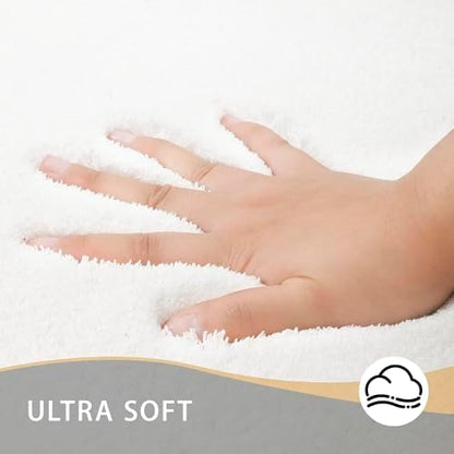 MINIDEAR Bathroom Rugs 60x24 Pure White - Thick Memory Foam Bath Mat, Ultra Soft & Plush Fluffy, Non-Slip, Quick Dry, Absorbent Washable Floor Mat for Tub, Toilet, Home Decor Accessories