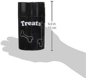 Tightpac Pawvac 1 to 6 Ounces Container, Airtight Pet Food and Treats Storage Jar - Patented Vacuum Seal Container for Pet Food, Treats and other Dry Goods - Black with Treats