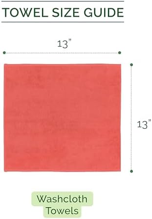 Elegant Comfort 100% Turkish Cotton Corduroy Ribbed Luxury Washcloths 6 Pack Soft 13 x 13 Inch - Higly Absorbent, Durable, Quick Dry, Spa Premium Hotel Quality for Bathroom or Travel, Coral