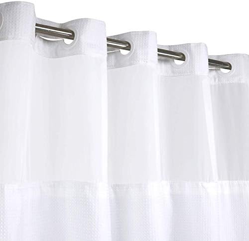 RiverDream Heavyweight Waffle No Hook Shower Curtain with Liner,White,54x80