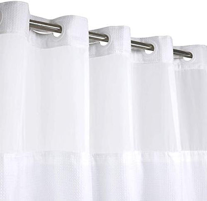 RiverDream Heavyweight Waffle No Hook Shower Curtain with Liner,White,54x80