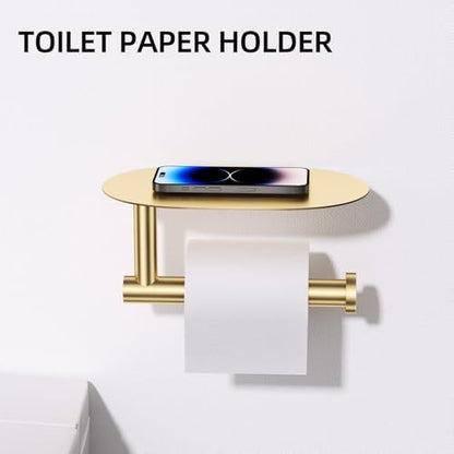 TURS Brushed Gold 5 Piece Bathroom Hardware Set, SUS304 Stainless Steel Bath Towel Bar Set, Bathroom Towel Rack Set Wall Mounted