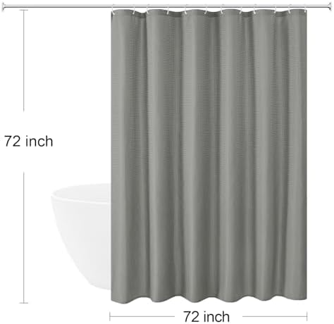 Gibelle 230GSM Heavy Duty Fabric Grey Shower Curtain, 72 X 72