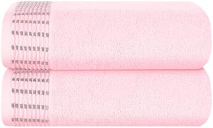 BELIZZI HOME Cotton 2 Pack Oversized Bath Towel Set 28x55 inches, Large Bath Towels, Ultra Absorbant Compact Quickdry & Lightweight Towel, Ideal for Gym Travel Camp Pool - Pink