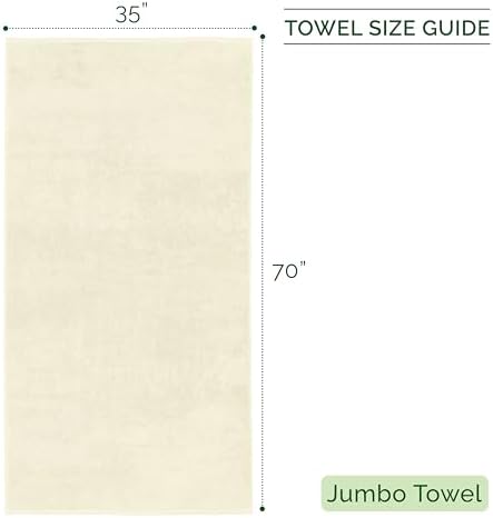 Elegant Comfort 100% Turkish Cotton Corduroy Ribbed Luxury Jumbo Bath Towel Ultra Soft - 35 x 70 Inch - Luxury Spa Premium Hotel Quality Highly Absorbent and Quick Dry Large Bath Towel, Ivory
