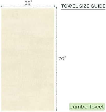 Elegant Comfort 100% Turkish Cotton Corduroy Ribbed Luxury Jumbo Bath Towel Ultra Soft - 35 x 70 Inch - Luxury Spa Premium Hotel Quality Highly Absorbent and Quick Dry Large Bath Towel, Ivory