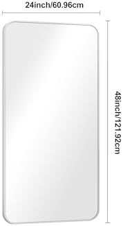 BONEWEI Silver Bathroom Mirror,24x48 inch Wall Mirror for Bathroom Wall Mounted,Rectangle Mirror for Bathroom Over Sink,Modern Frame Round Corner for Living Room,Bedroom Entryway,Horizontal/Vertical