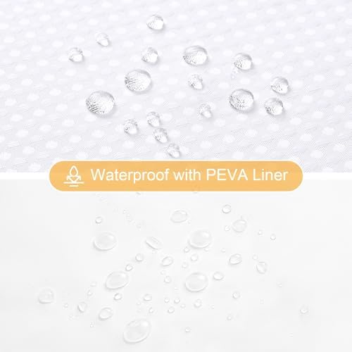 Gibelle 3 in 1 White Shower Curtain with PEVA Liner, 12 Hooks, 72x72