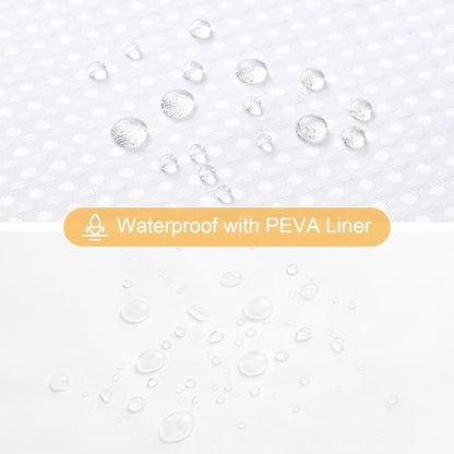 Gibelle 3 in 1 White Shower Curtain with PEVA Liner, 12 Hooks, 72x72
