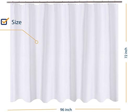 N&Y HOME Fabric Shower Curtain Liner Oversize 96 x 72 inches, White