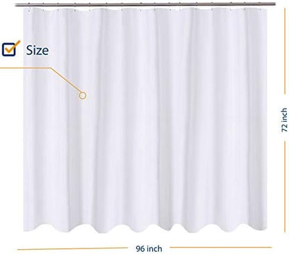 N&Y HOME Fabric Shower Curtain Liner Oversize 96 x 72 inches, White