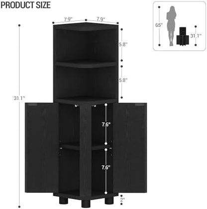 Hzuaneri Corner Cabinet, Small Bathroom Corner Cabinet with Doors