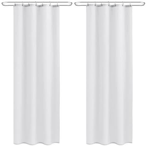Nasitos Fabric Shower Curtain Liners with Magnets 2 Pcs 36X72 Inch White