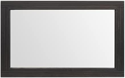 YOSHOOT Hand-Made Wooden Spliced Wall Mirror for Bathroom, Rustic Farmhouse Vanity Mirror, Décor Wall Art, Solid Wood Frame, Vertical or Horizontal Hanging, 60" x 30", Black
