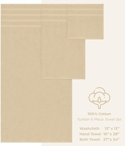 American Soft Linen 100% Cotton Luxury Turkish Towels, 6 Piece Towel Set