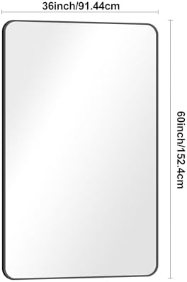 BONEWEI 60x36 inch Large Bathroom Mirror,Black Rectangle Mirror,Wall Mounted Bathroom Frame Vanity Mirror with Round Corner for Bedroom Living Room, Entryway Hangs Horizontal or Vertical